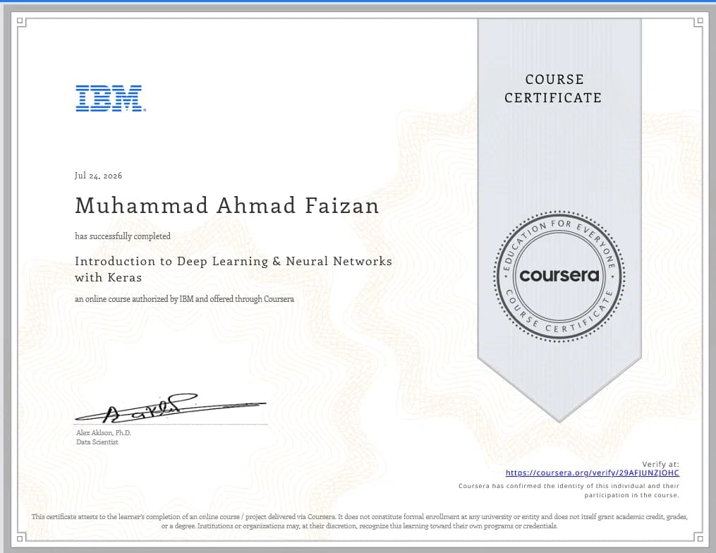 Introduction to Deep Learning & Neural Networks with Keras — IBM · Coursera