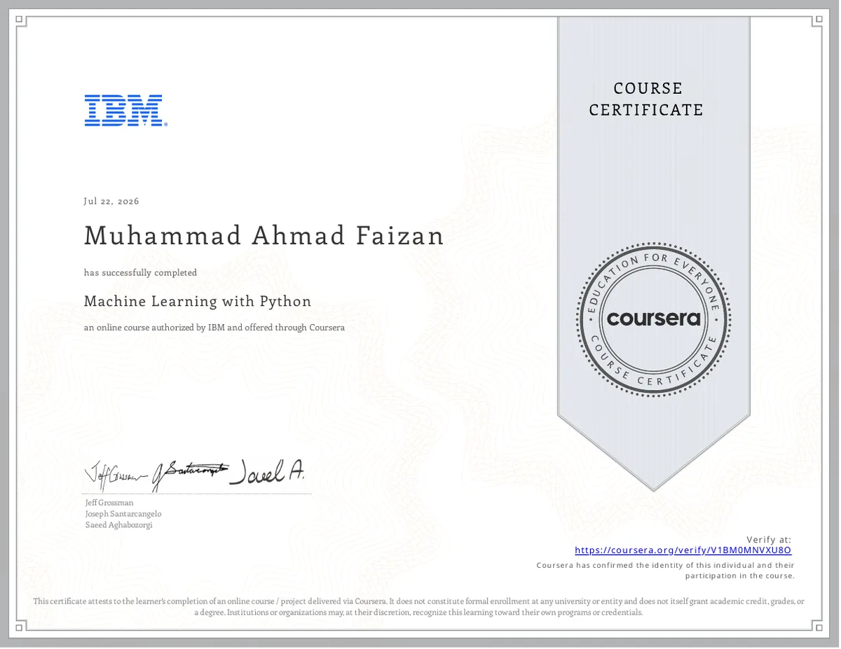 Machine Learning with Python — IBM · Coursera