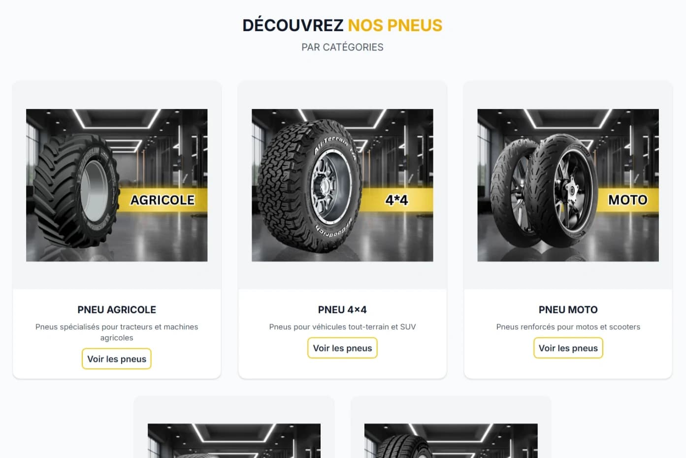 Home page: shop by tyre category (client details removed)