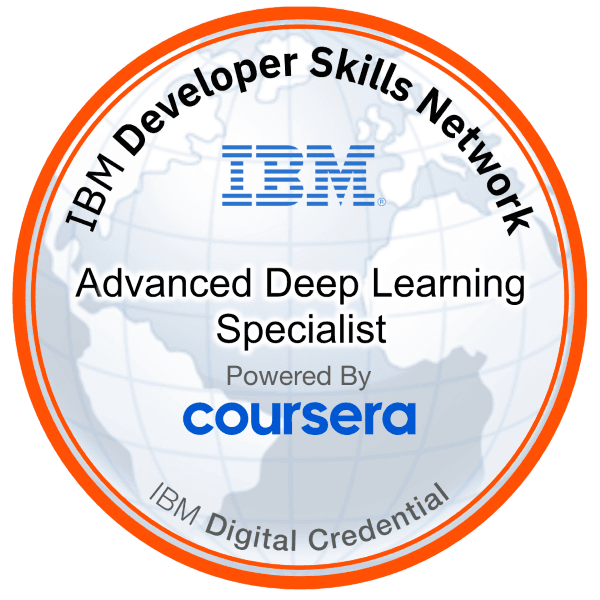 Advanced Deep Learning Specialist — IBM · Coursera