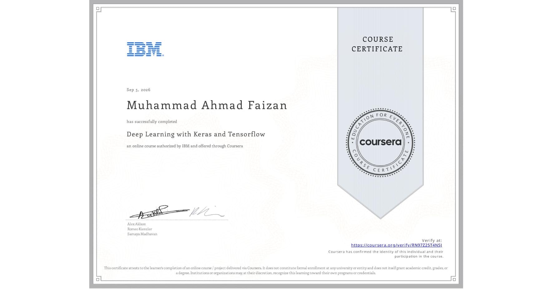 Deep Learning with Keras and TensorFlow — IBM · Coursera